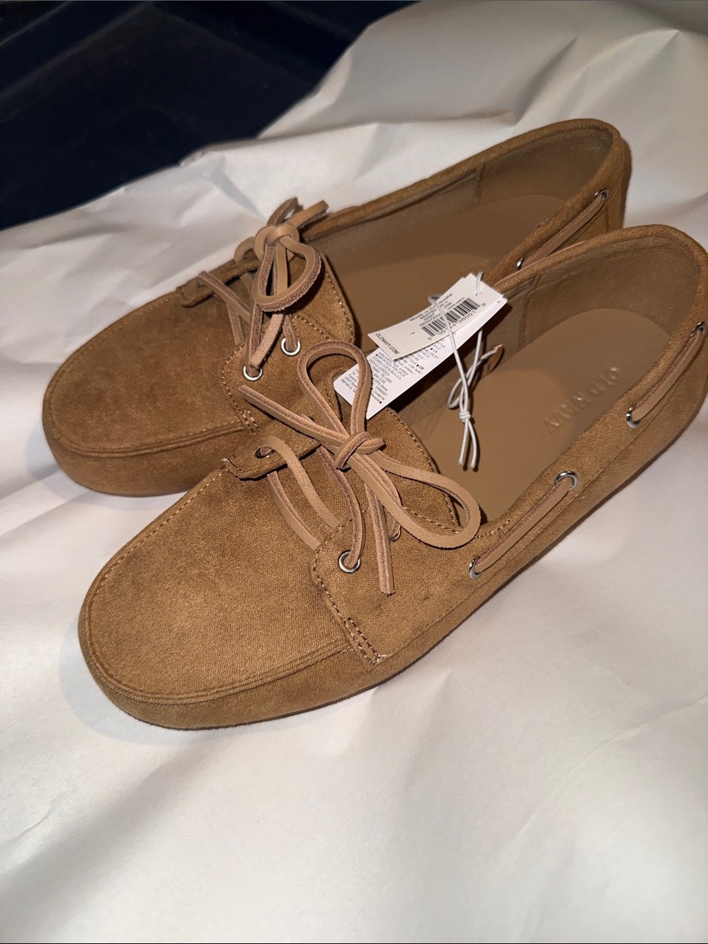 Old Navy Tan Faux Suede Tie-Front Loafers size 7